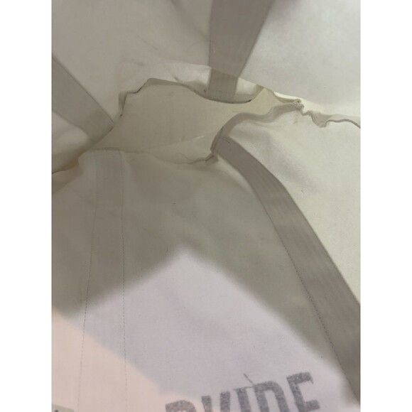 Bride Canvas Tote Bag White Black Striped Bow Handles Wedding Gift Preowned - Picture 3 of 8